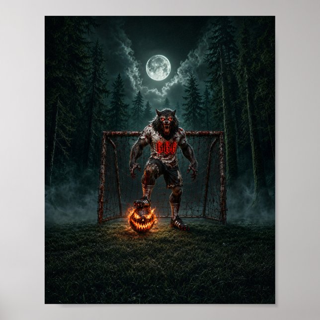Póster Werewolf Soccer Player Halloween Horror Art (Frente)