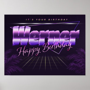 Póster Werner Name Vorname lila retro Poster Geburtstag
