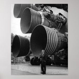 Póster Werner von Bran y el cohete Saturn V