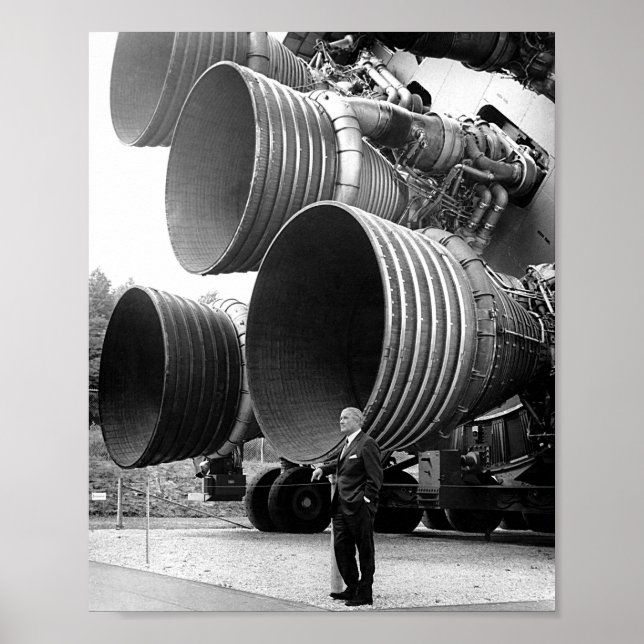 Póster Wernher von Braun Con Motores F-1 (Frente)