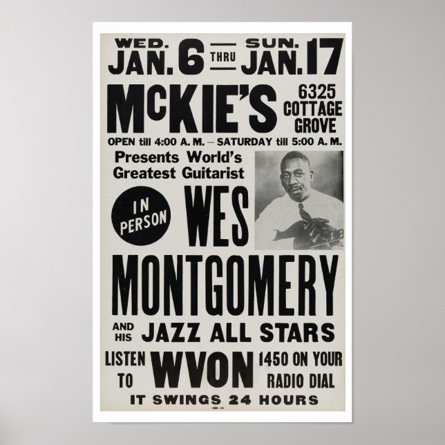 Póster Wes Montgomery en el Festival de Jazz de McKie (Frente)