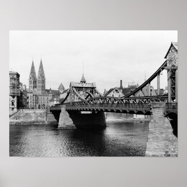 Póster Weser Bridge, Bremen, c.1910 (Frente)