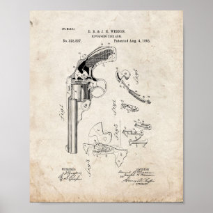 Póster Wesson Revolving Fire Arm Patent - Old Look