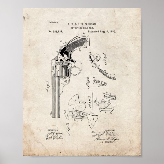 Póster Wesson Revolving Fire Arm Patent - Old Look (Frente)