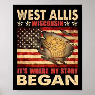 Póster West Allis Wisconsin Bandera Estadounidense 4 De J