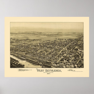 Póster West Bethlehem, Mapa Panorámico de la Autoridad Pa