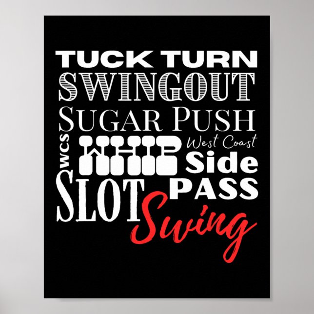 Póster West Coast Swing Dance Wcs Términos de baile de ba (Frente)