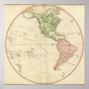Póster West Hemisphere map