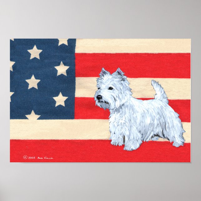 Póster West Highland White Terrier Patriótico (Frente)