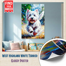 Póster West Highland White Terrier "Westie" Dog Portrait
