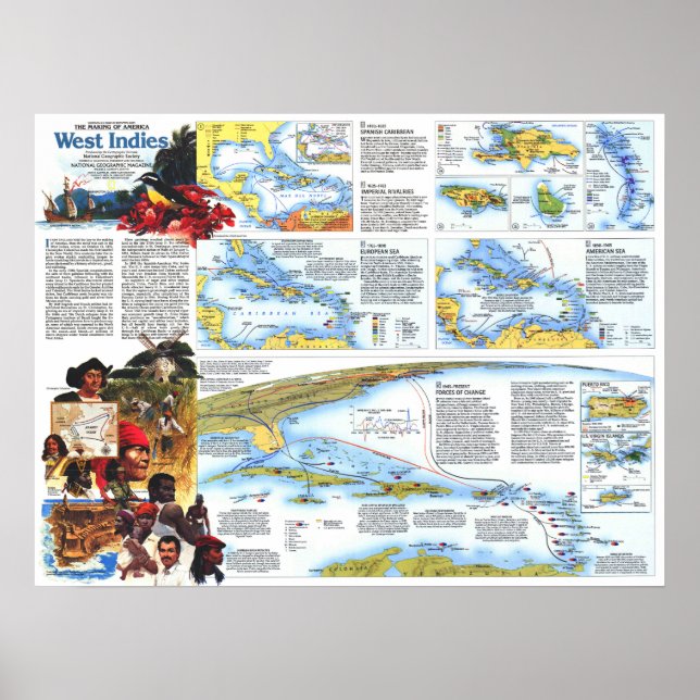 Póster " West Indies: Mapa del Paraíso Tropical de MOA 19 (Frente)