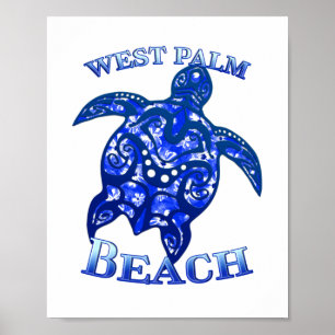 Póster West Palm Beach Florida Vacaciones Tortuga Tribal