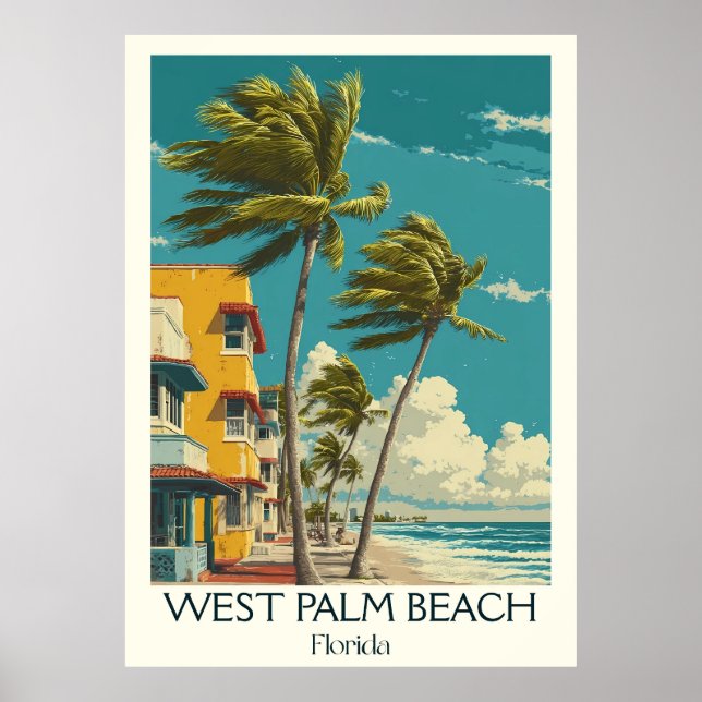 Póster West Palm Beach Florida Vintage City (Frente)