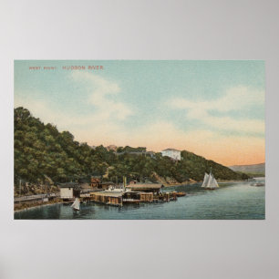Póster West Point, NY - Vista del puerto en el río Hudson