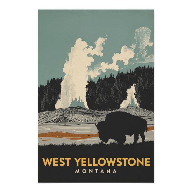 Póster West Yellowstone Montana Bison (Anverso)