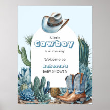 Western Blue Little Cowboy Rodeo Boy Baby Shower