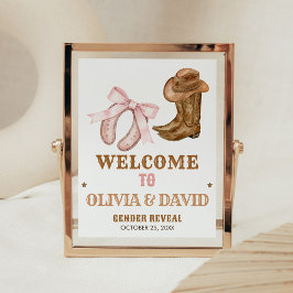 Póster Western Boots and Bows Gender Reveal Welcome Sign
