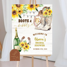 Póster Western Boots & Bubbly Bridal Shower Welcome Sign
