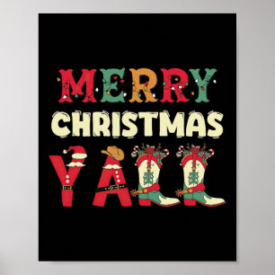 Póster Western Cowboy Howdy Merry Christmas Yall Cowgirl