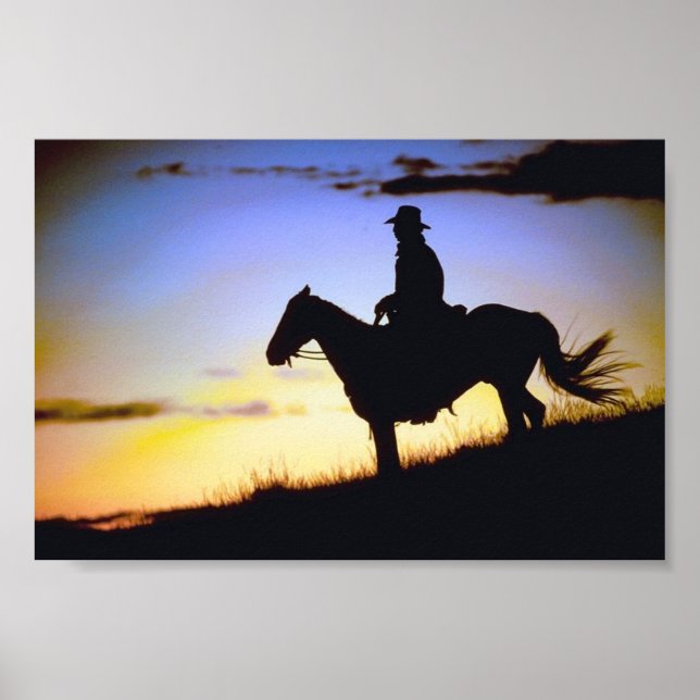 Póster Western Cowboy Sunset Silhouette (Frente)