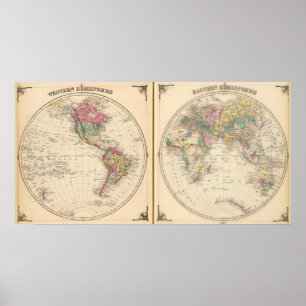 Póster Western Hemisphere and Eastern Hemisphere