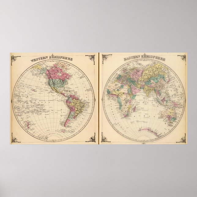 Póster Western Hemisphere and Eastern Hemisphere (Frente)
