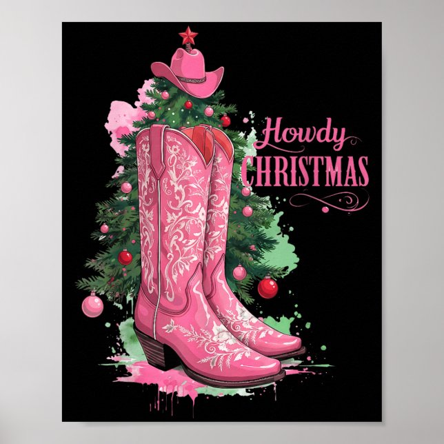 Póster Western , Howdy Christmas And Tree, Nk Cowboy Boot (Frente)