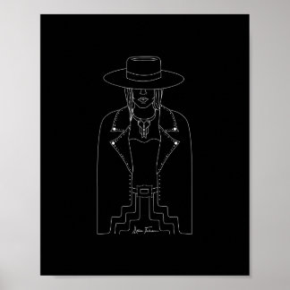 Póster Western Lady Outlaw Black & White Wall Art Print