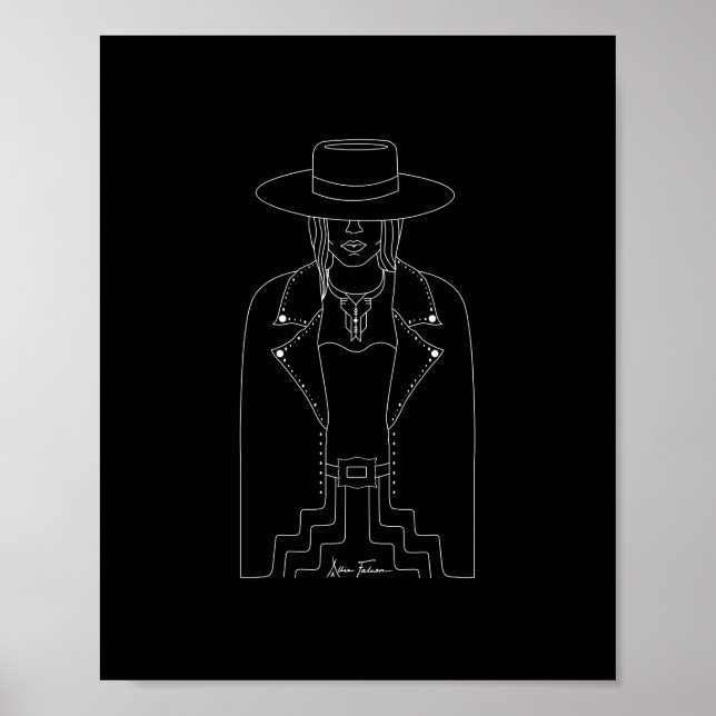 Póster Western Lady Outlaw Black & White Wall Art Print (Frente)