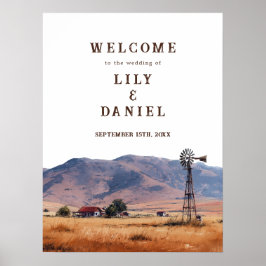 Póster Western Mountain Wedding Welcome Sign