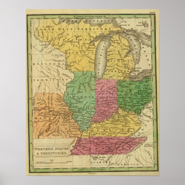 Póster Western states, territories (Frente)