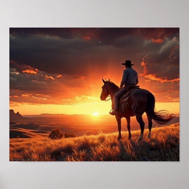 Póster Western Sunset (11 x 14) (Frente)