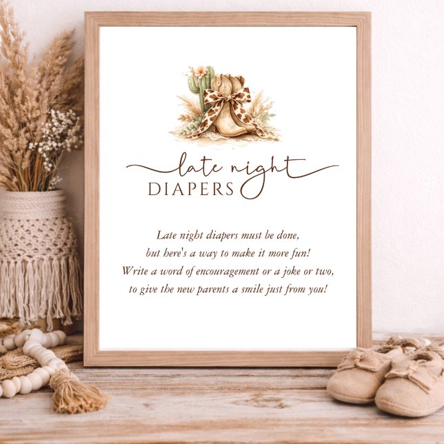 Póster Western Theme Baby Shower Late Night Diapers (Subido por el creador)