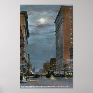 Póster Western View of Riverside Avenue at Night