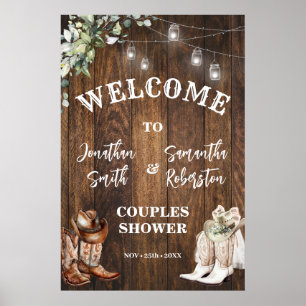 Póster Western Welcome Boots Boots Gorra Country Couples 