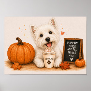 Póster Westie Acogedor Especia de Calabaza Otoño Puppacci