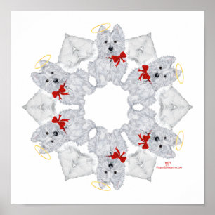 Póster Westie Ángel Copo de Nieve