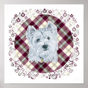 Póster Westie en Tartán