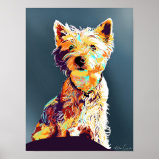 Póster Westie, Poster de estilo pop-art dibujado a mano