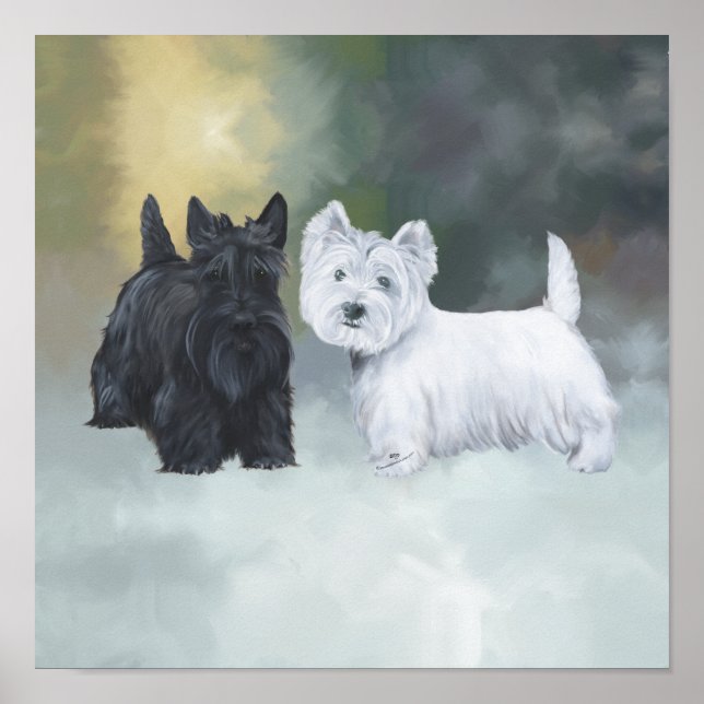 Póster Westie Scottie Invierno (Frente)