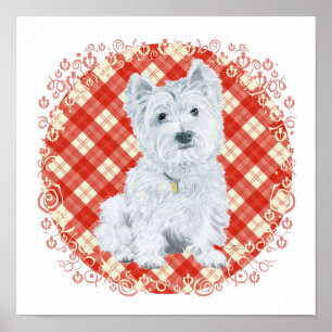 Póster Westie sobre Tartán