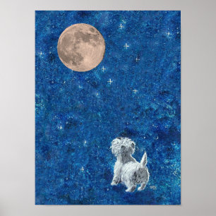 Póster Westie y Luna Llena