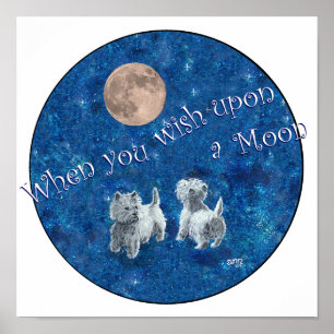 Póster Westies Deseando en la Luna
