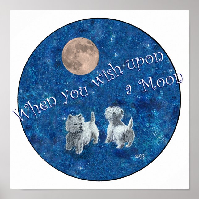Póster Westies Deseando en la Luna (Frente)