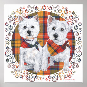 Póster Westies en Tartán