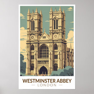Póster Westminster Abbey England Viaje Art Vintage