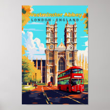 Westminster Abbey Travel Art Vintage Ilustracion