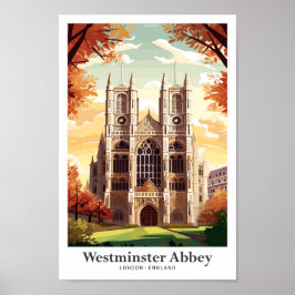 Póster Westminster Abbey Travel Vintage Ilustracion