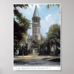 Póster Westminster Church, Bloomfield, NJ 1909 Vintage Po