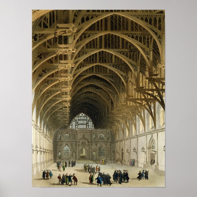 Póster Westminster Hall, grabado por el pub J. Bluck (Frente)